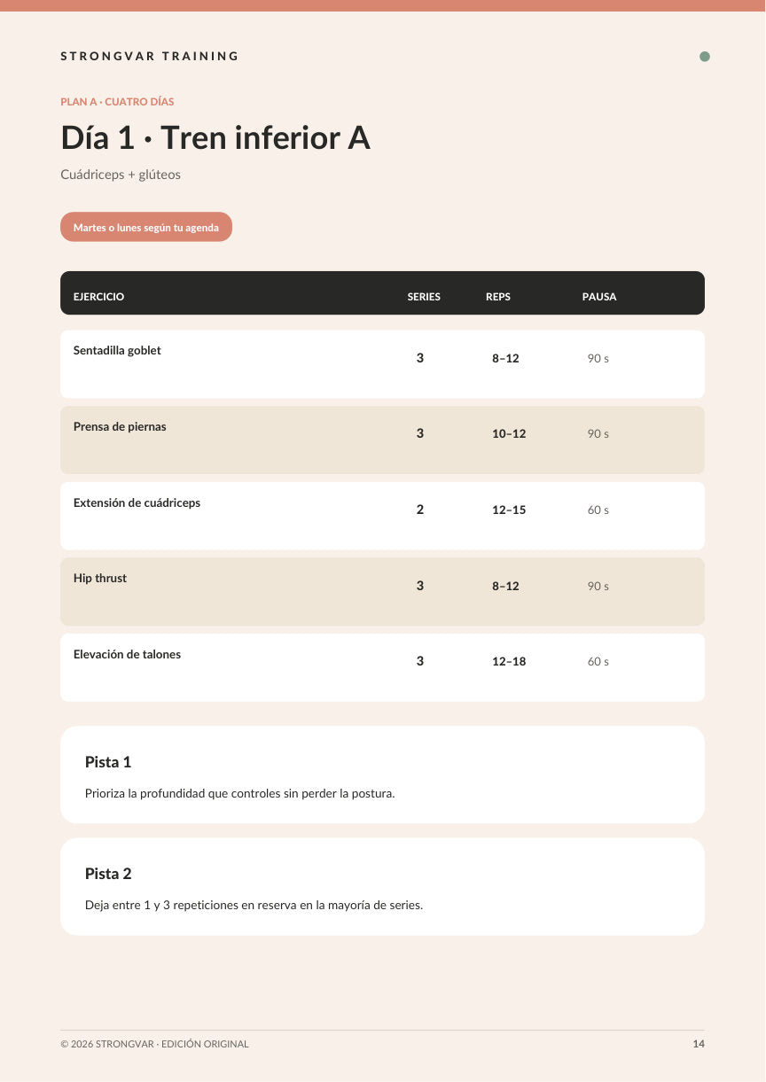 Strongvar Training| Guía práctica de musculación en PDF